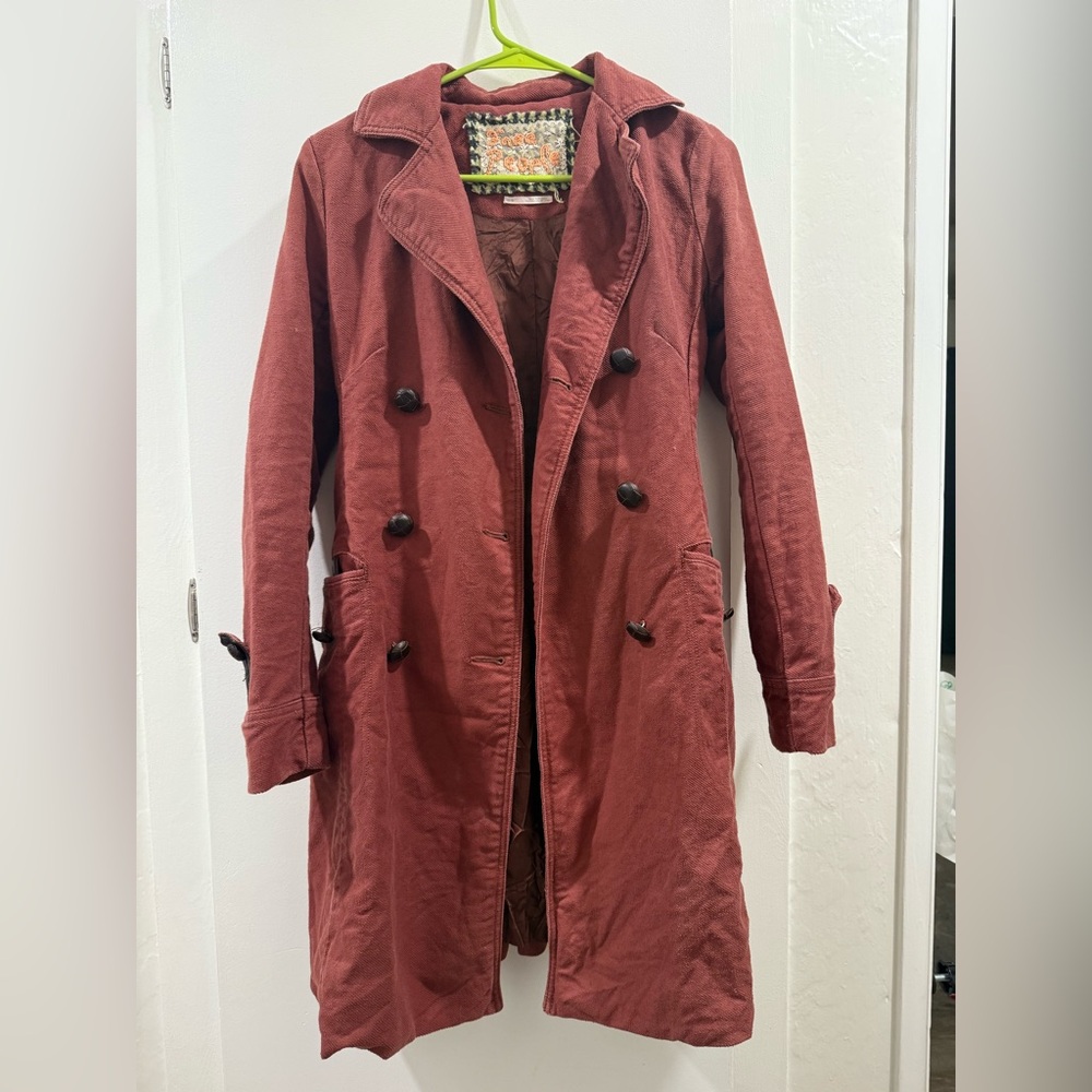 Free People Double-Breasted Trench Coat - Brick Red